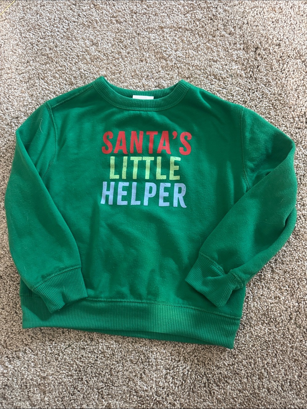 Wondershop Green Kids Sweatshirt with Multi-Color 'Santa's Little Helper' Text